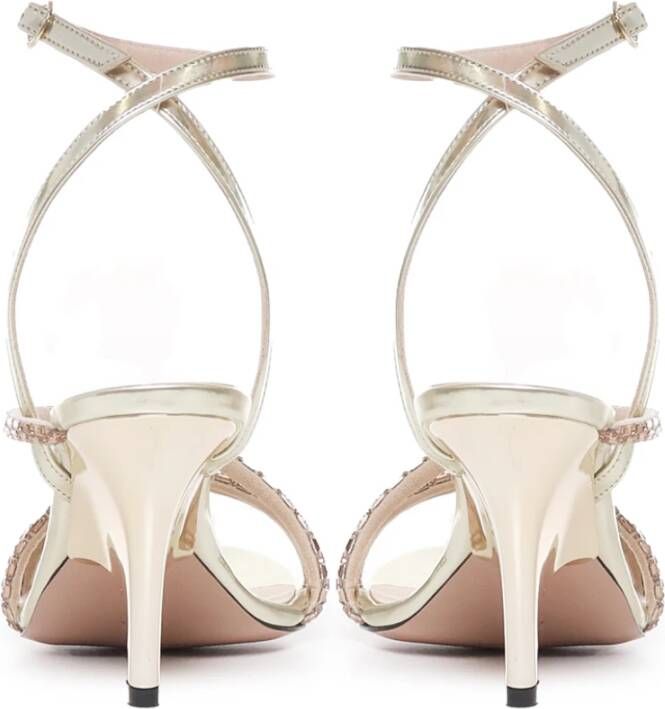 Marc Ellis Gouden Rhinestone Sandalen Hoge Hak Beige Dames