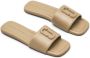 Marc Jacobs Bruin Leren Logo Detail Open Teen Schoenen Beige Dames - Thumbnail 4