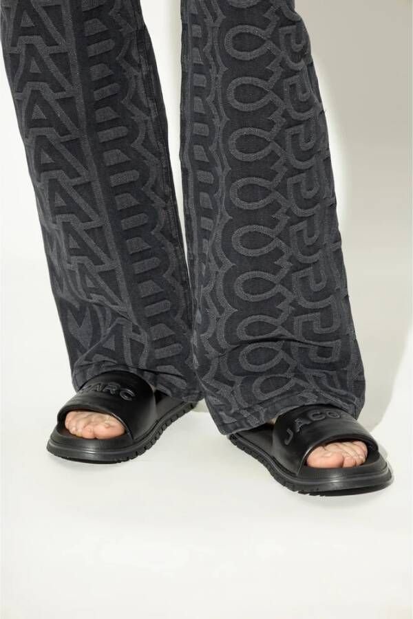 Marc Jacobs The Slide Leren Slippers met Logo Versiering Zwart Dames