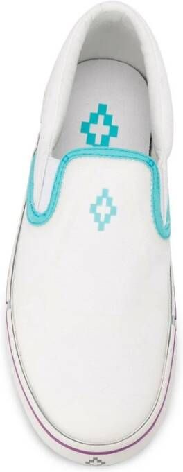 Marcelo Burlon Witte Turquoise Cross Vulcanized Slip-On Sneakers Wit Dames