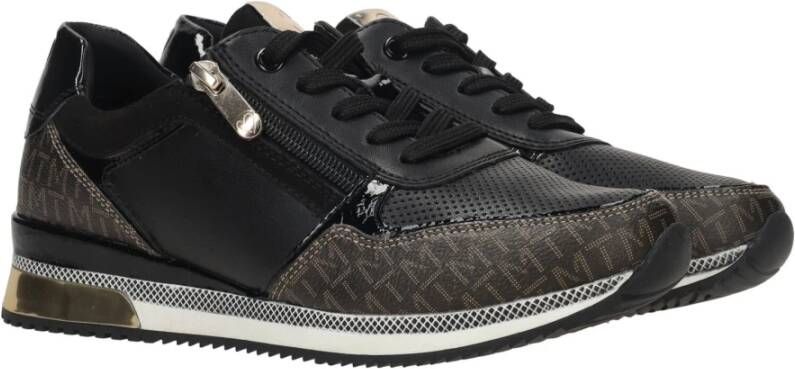 marco tozzi Stijlvolle Sneaker met Speelse Print en Gouden Accenten Zwart Dames