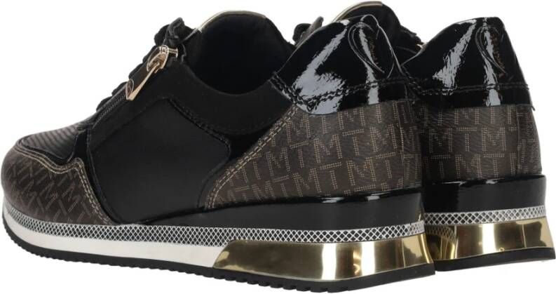 marco tozzi Stijlvolle Sneaker met Speelse Print en Gouden Accenten Zwart Dames