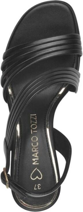 marco tozzi Zwarte platte sandalen met hoge hakken Black Dames
