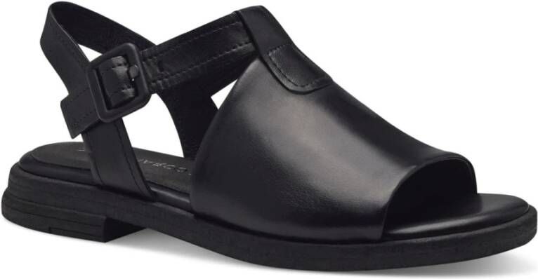 marco tozzi Zwarte platte sandalen voor vrouwen Black Dames
