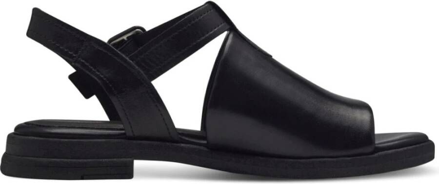 marco tozzi Zwarte platte sandalen voor vrouwen Black Dames