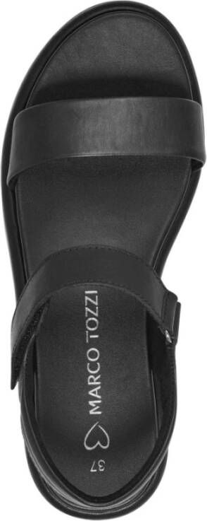 marco tozzi Zwarte platte sandalen voor vrouwen Black Dames