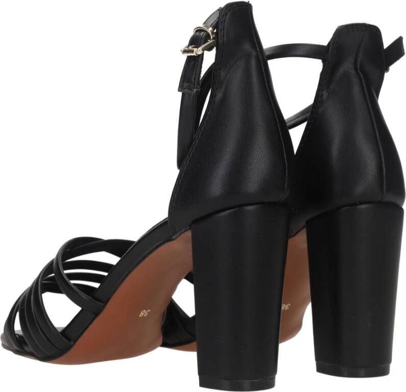 marco tozzi Zwarte Synthetische Sandalette met Enkelband Black Dames