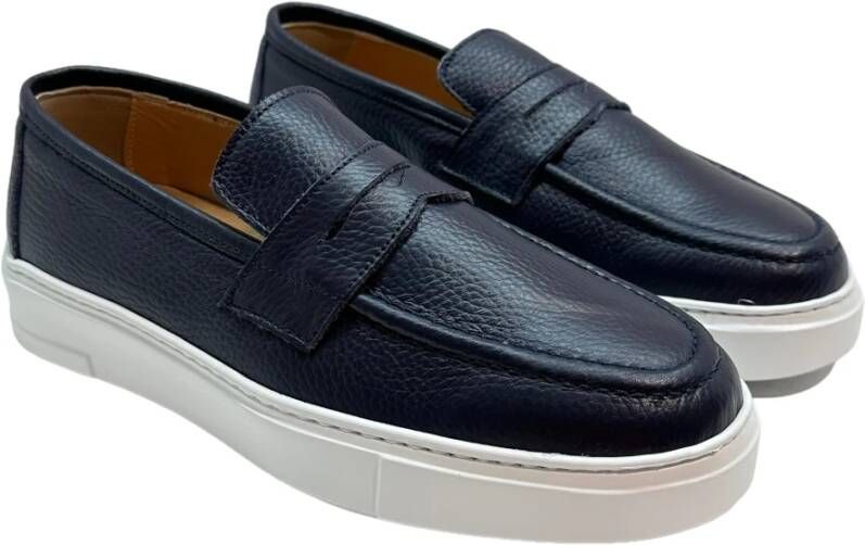 Marechiaro 1962 Blauwe Hertenmocassin Rubberen Zool Black Heren