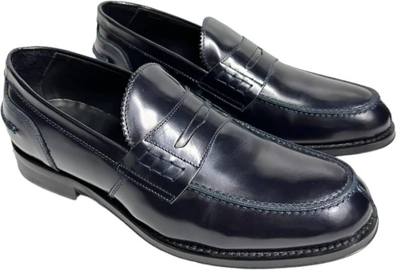 Marechiaro 1962 Blauwe leren mocassin rubberen zool Blue Heren