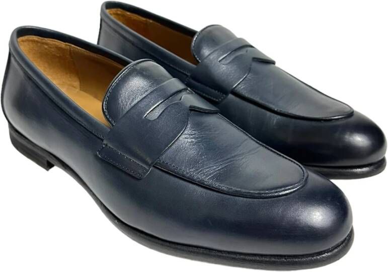 Marechiaro 1962 Blauwe leren mocassins antislipzool Blue Heren