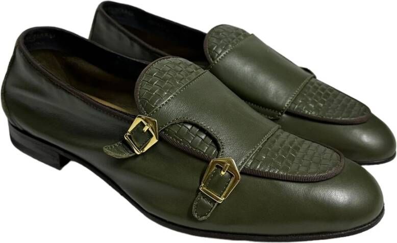 Marechiaro 1962 Groene leren dubbele gesp mocassin Green Heren