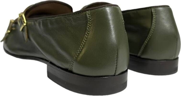 Marechiaro 1962 Groene leren dubbele gesp mocassin Green Heren