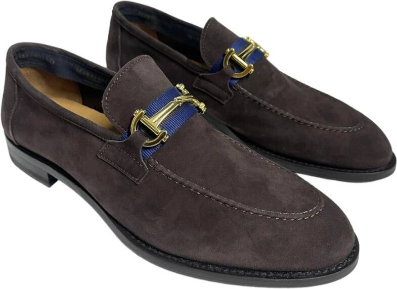 Marechiaro 1962 Suède Mocassin met Gouden Accessoire Brown Heren