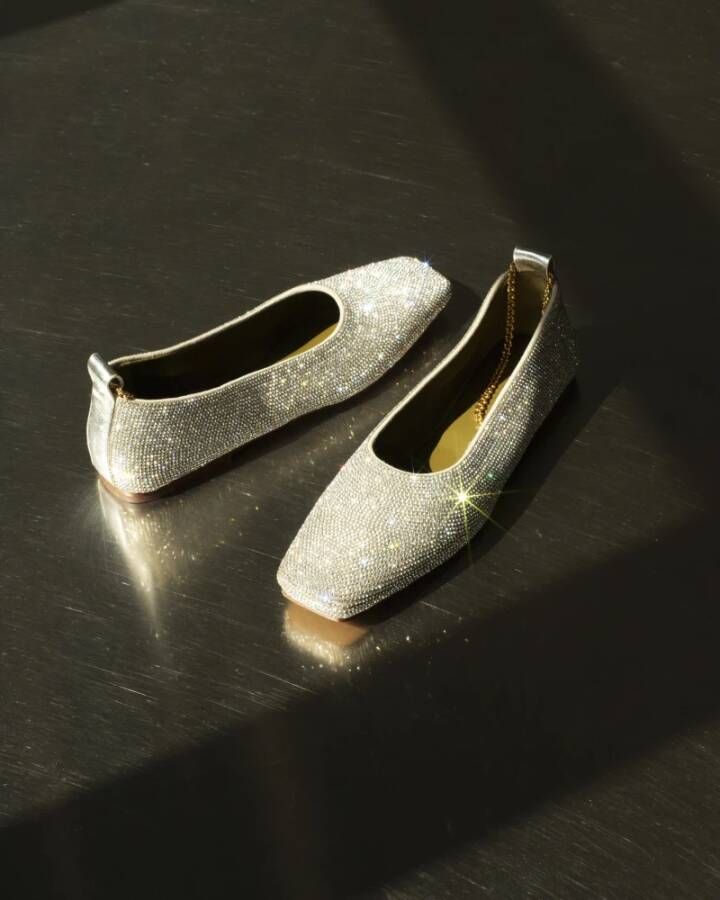 Maria Luca Zilveren Ballet Flats met Strass Gray Dames