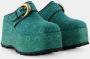 Marine Serre Groene Denim Moonogram Slides Green Dames - Thumbnail 2