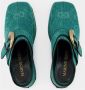 Marine Serre Groene Denim Moonogram Slides Green Dames - Thumbnail 4