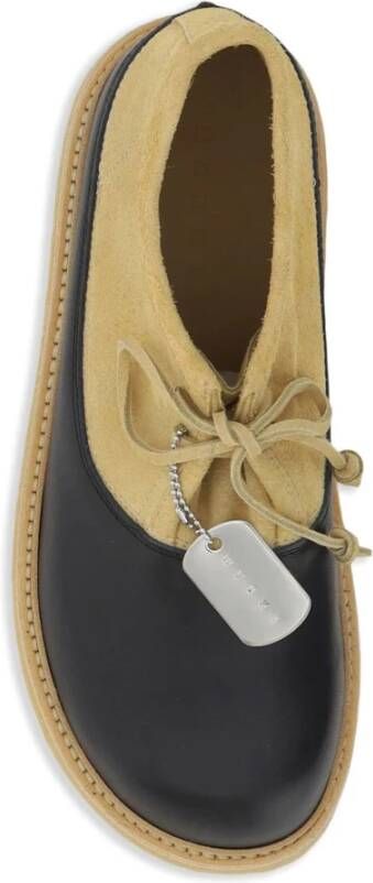 Marni Suède Veterschoenen met Rubberen Zool Beige Heren
