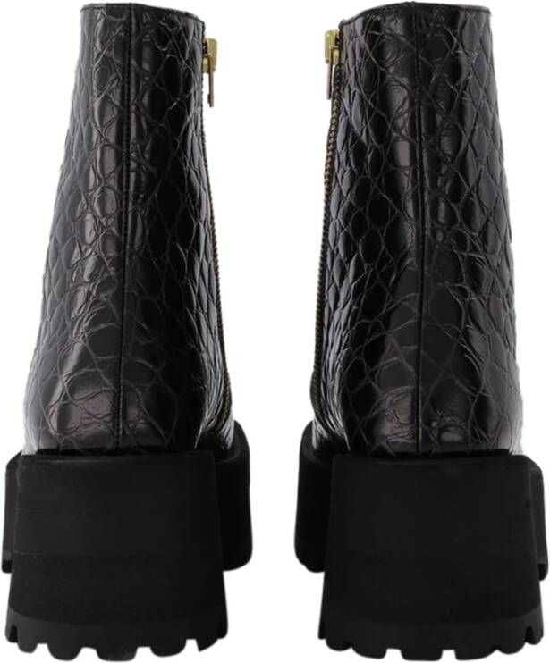 Marni Zwarte Leren Zip Booties Zwart Dames