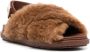 Marni Shearling Crisscross Sandaal met Logo Achterband Bruin Dames - Thumbnail 2