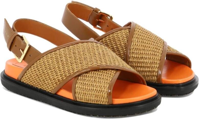 Marni Fussbett raffia sandalen Beige - Foto 3