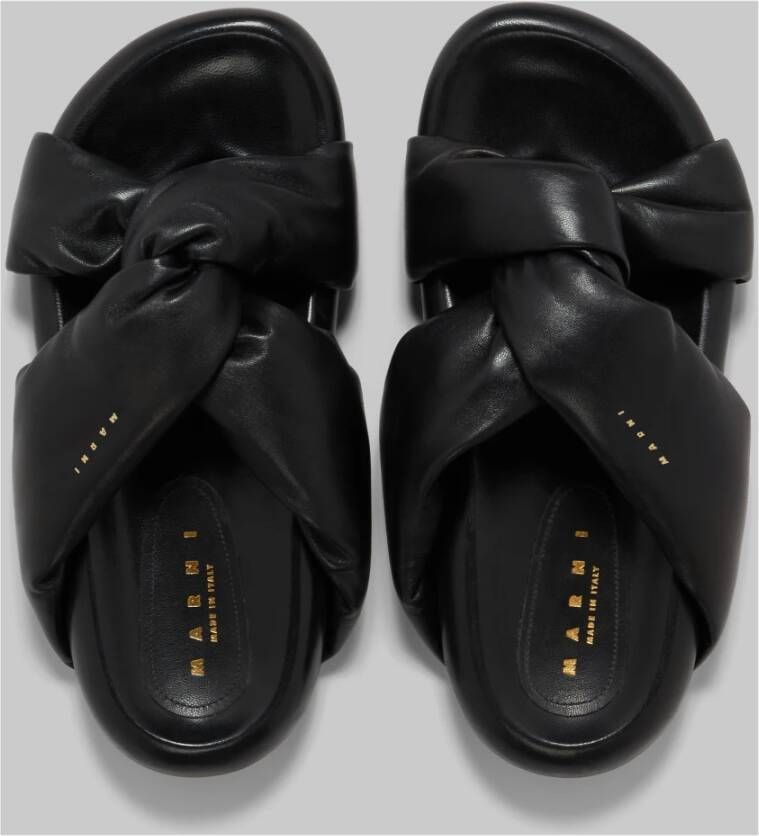 Marni Gedraaide Leren Bubble Sandalen Black Dames