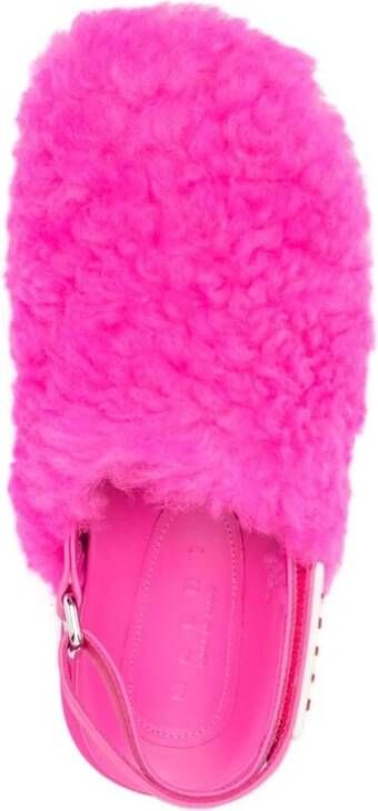 Marni Hot Pink Calf-Hair Mules Pink Dames