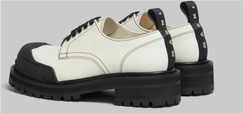 Marni Leren dada leger derby schoen White Dames