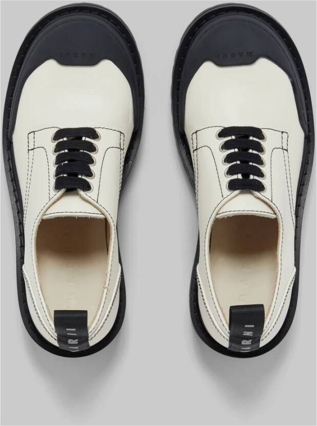 Marni Leren dada leger derby schoen White Dames