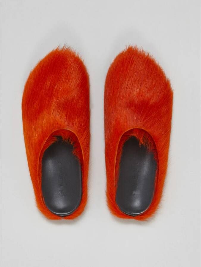 Marni Lange haarkalfsleren fussbett sabot Orange Heren