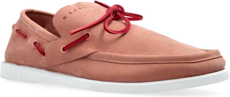 Marni Leren bootschoenen Pink Dames