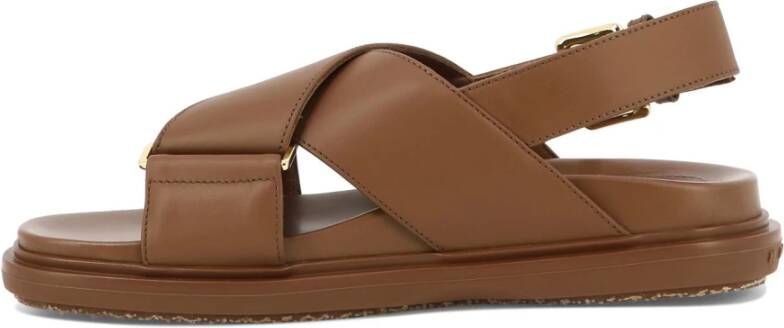 Marni Leren Rubberen Sandalen Brown Dames