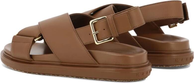 Marni Leren Rubberen Sandalen Brown Dames
