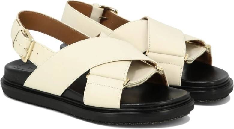 Marni Leren Rubberen Sandalen White Dames