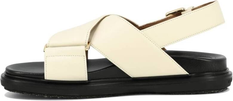 Marni Leren Rubberen Sandalen White Dames