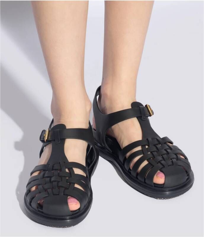 Marni Leren sandalen Black Dames
