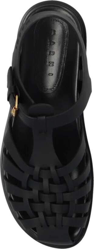 Marni Leren sandalen Black Dames