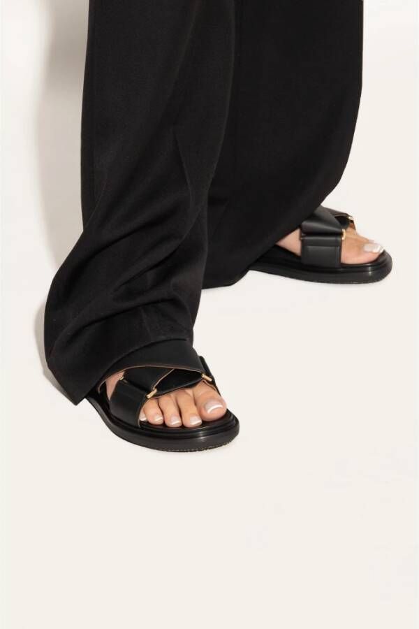 Marni Leren sandalen Zwart Dames