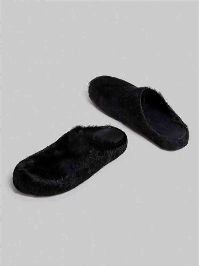 Marni Fussbett Sabot slippers met kalfshaar Blauw - Foto 5