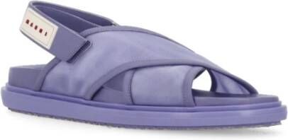 Marni Paarse Leren en Technische Stoffen Sandalen Purple Dames