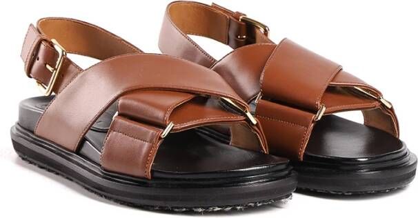 Marni Fussbet sandalen met gekruiste bandjes Bruin - Foto 4