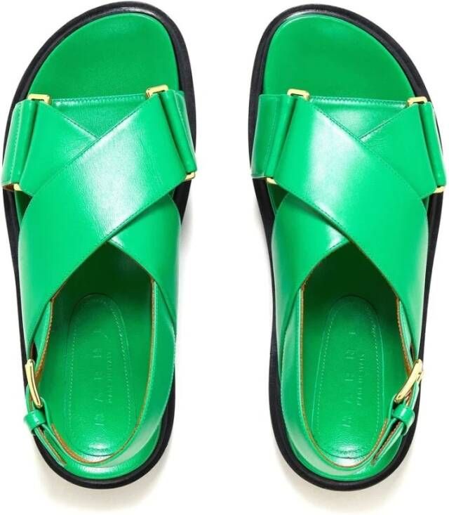 Marni Rechthoekige Ring Platte Sandalen Groen Dames