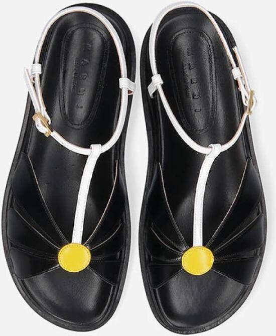 Marni Fussbett sandalen met bloemapplicatie Zwart - Foto 5