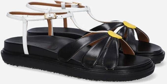 Marni Fussbett sandalen met bloemapplicatie Zwart - Foto 6
