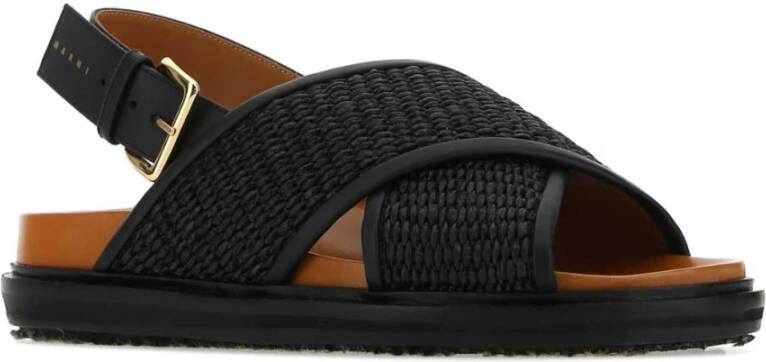 Marni Fussbett raffia sandalen Zwart - Foto 7