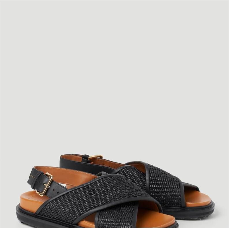 Marni Fussbett raffia sandalen Zwart - Foto 3
