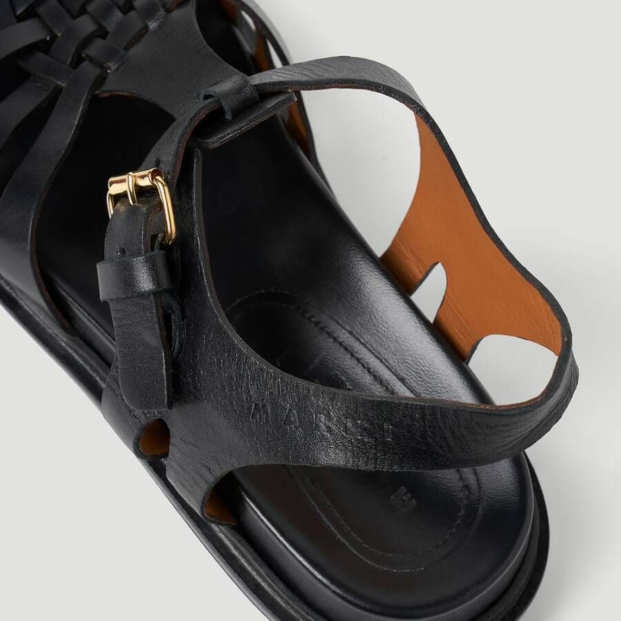 Marni Experimentele Leren Sandalen Zwart Dames