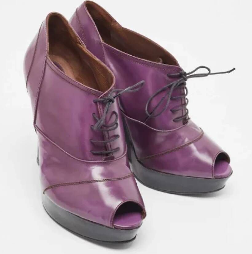 Marni Pre-owned Leather boots Purple Dames