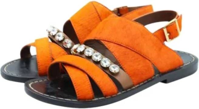 Marni Pre-owned Leather sandals Orange Dames