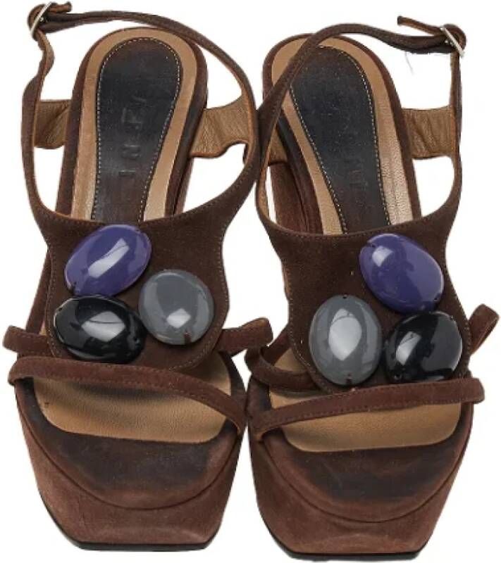 Marni Pre-owned Suede sandals Brown Dames