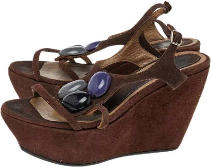 Marni Pre-owned Suede sandals Brown Dames